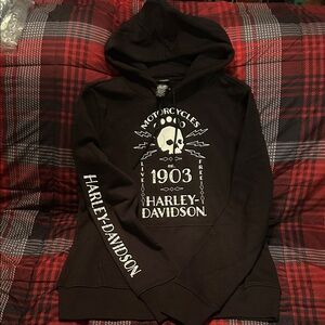 Harley-Davidson Black Hoodie with White Graphics